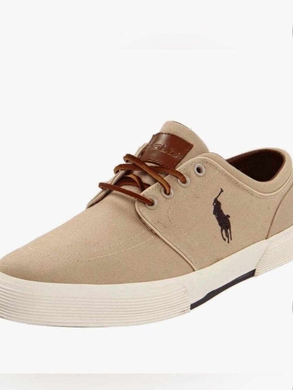 Polo by Ralph Lauren Faxon Low Tan Canvas Low-Top Sneakers with Black Pony